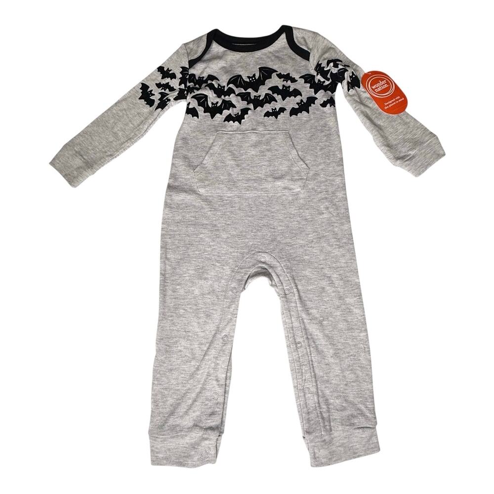 Wonder Nation Baby Sleeper 24 Months Halloween Bats Coveralls Gray Black New